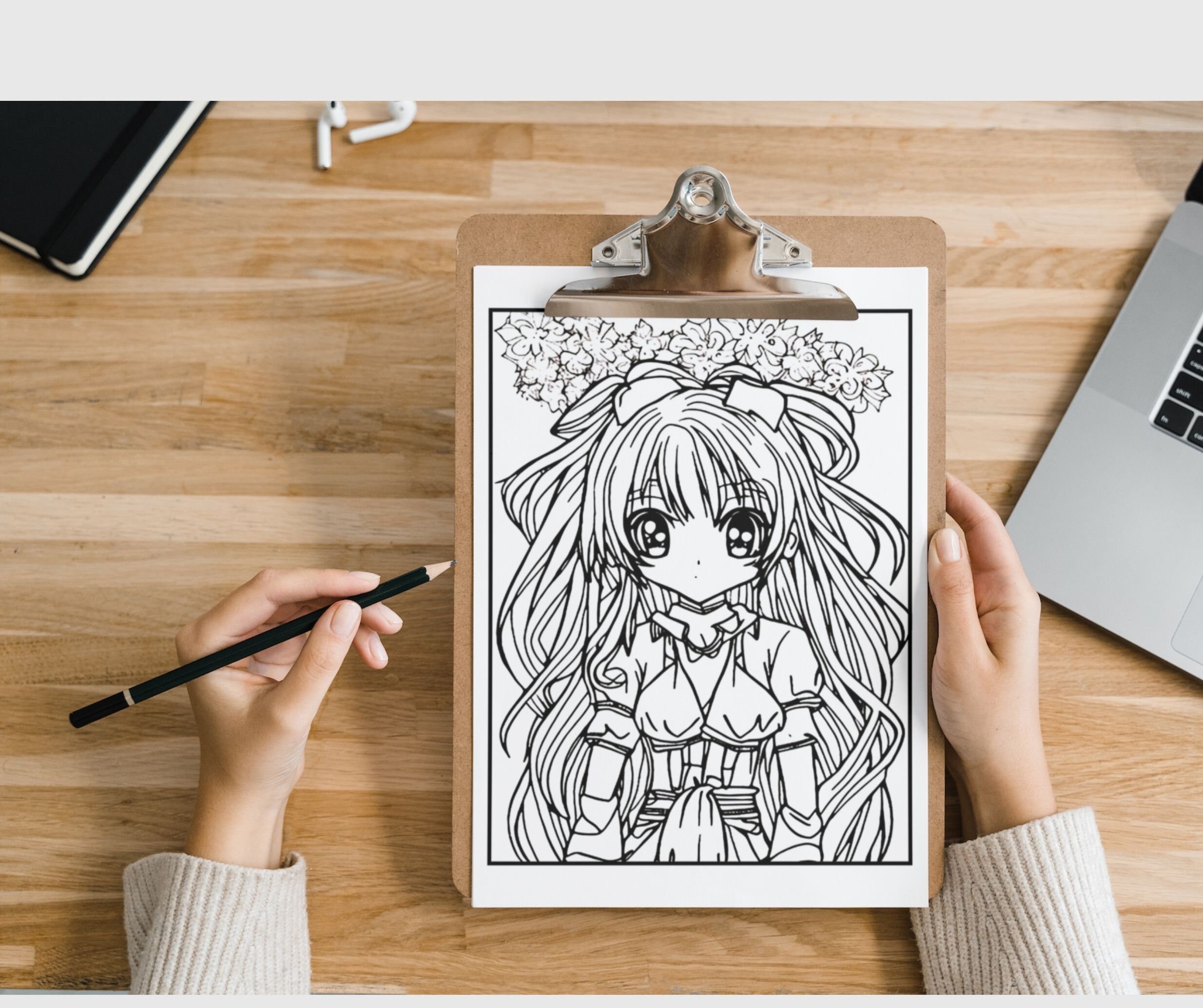 Anime Coloring Pages: Digital Coloring Book for Kids & Teens Spark ...