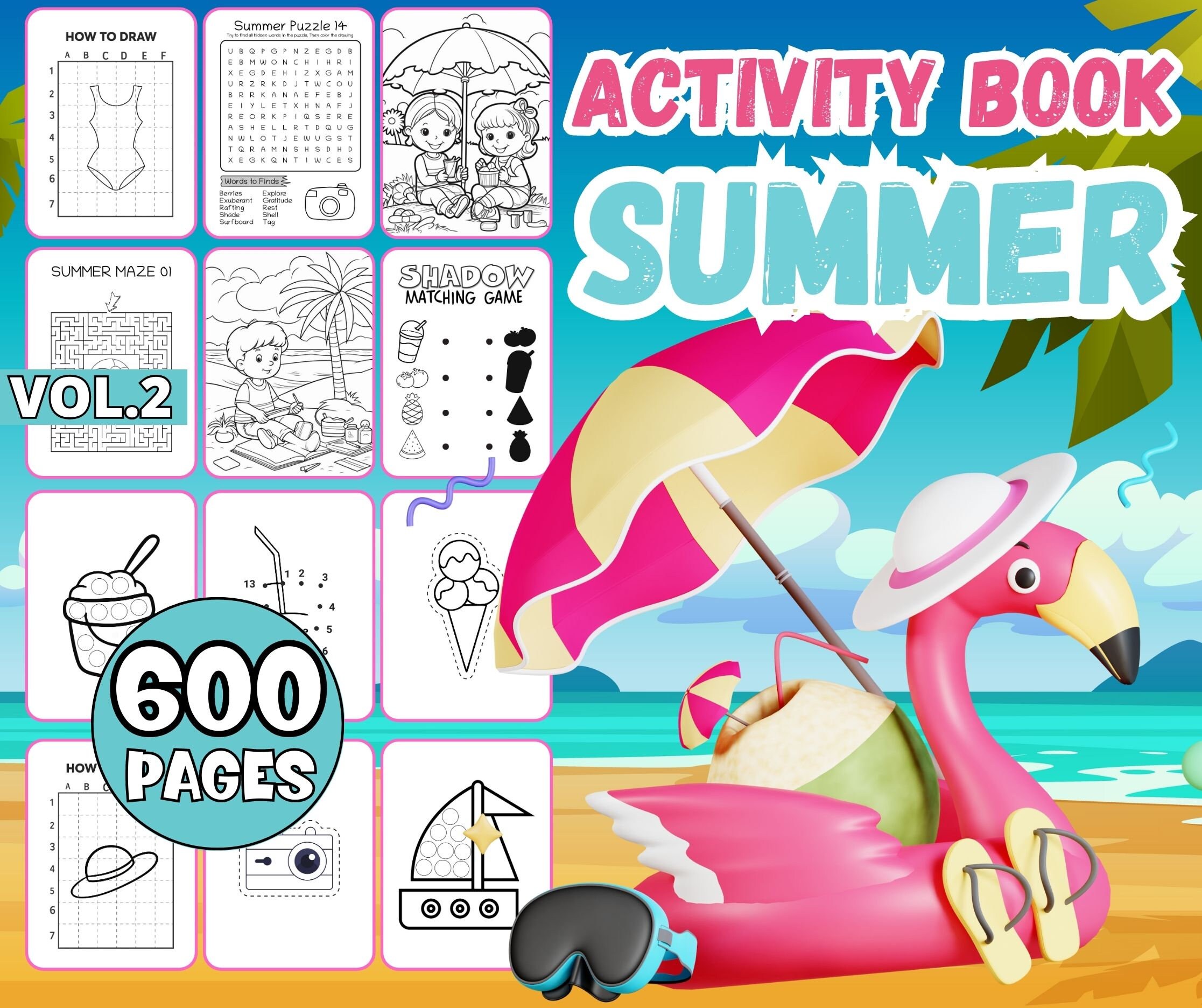 600 Summer Activity Pages for Kids: Coloring Pages How to - Etsy