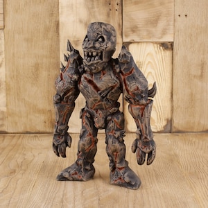 Handmade Ash Wood Golem Statue: Jewish Mythology Sculpture