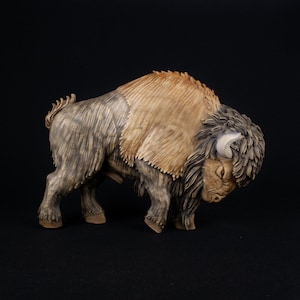 American bison Wooden animal figurines Bison decor Bison art Buffalo art Buffalo figurine Bison statue Wooden bull Bull figurine Wood carved