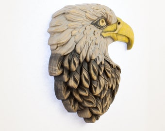 Bald Eagle Head: Patriotic Wall Art Wood carved