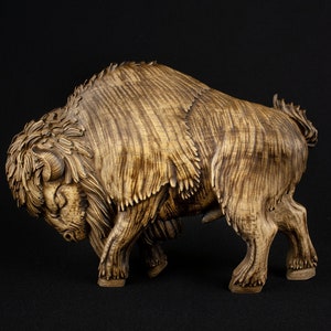 American bison Wooden animal figurines Bison decor Bison art Buffalo art Buffalo figurine Bison statue Wooden bull Bull figurine Wood carved