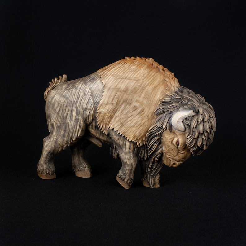American Bison Wooden Animal Figurines Bison Decor Bison Art Buffalo