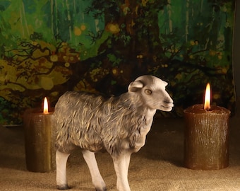 木製の羊の置物：素朴な農家の木彫りの動物装飾 - Etsy 日本