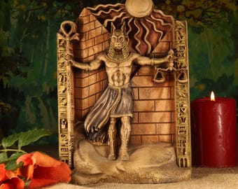 Wooden Anubis Statue: Egyptian God of Afterlife, Mythology Decor