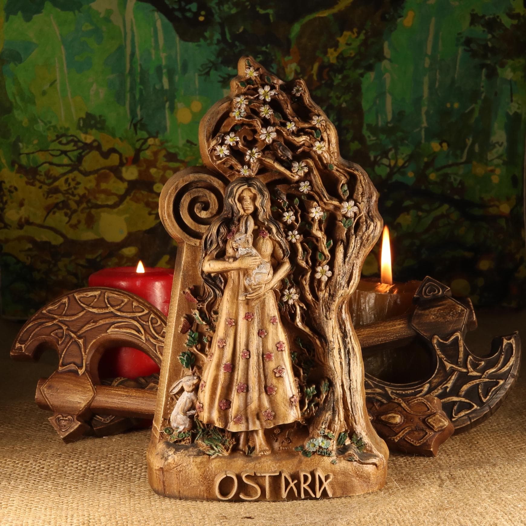オスタラ女神像：木彫りの異教の春の祭壇儀式の異教の贈り物 - Etsy 日本
