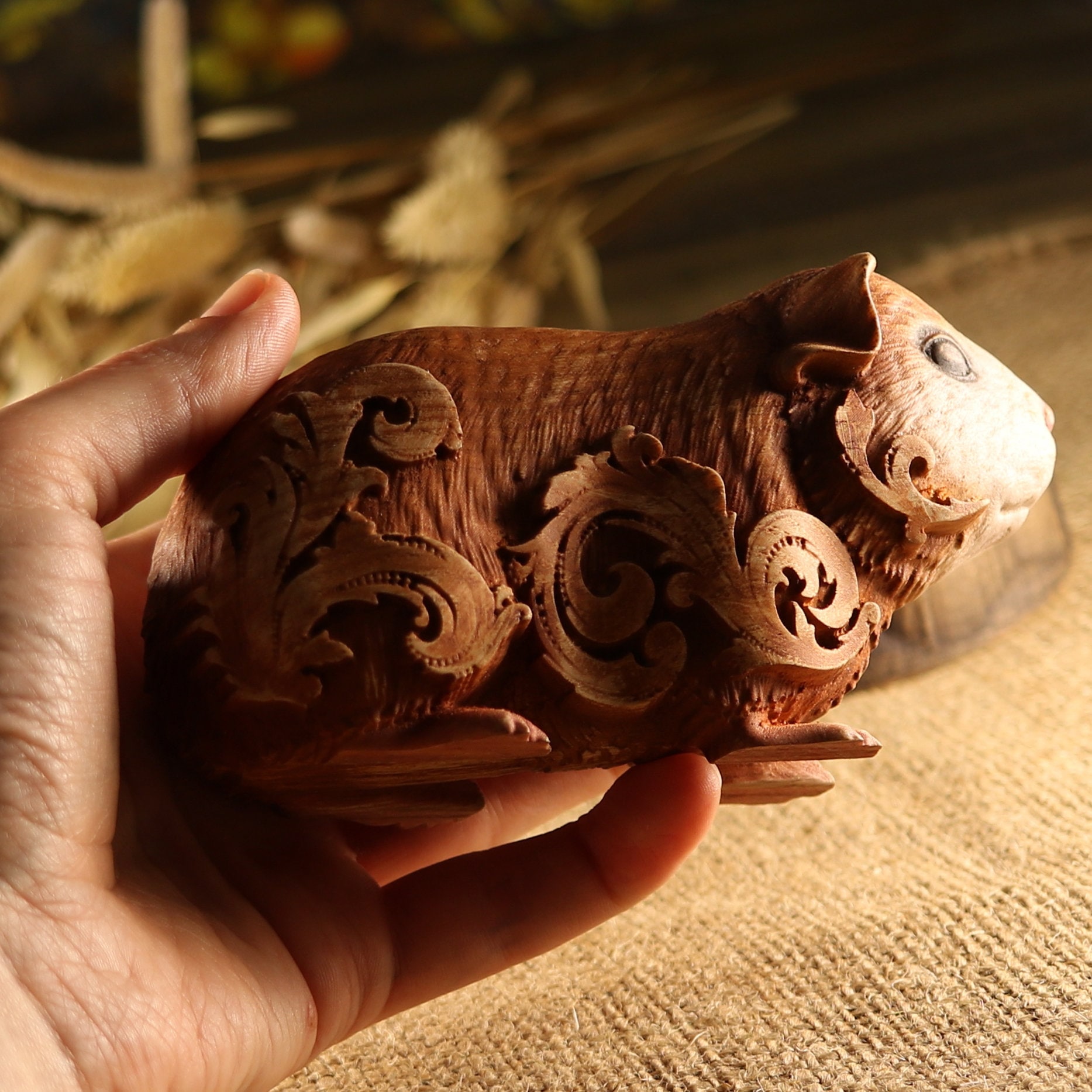 Guinea Pig Figurine: Ash Tree Decor - Etsy