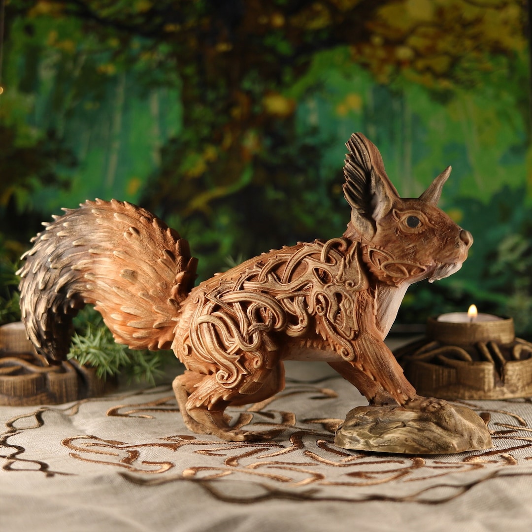 Ratatoskr, Yggdrasil, Wood Squirrel Norse Mythology Wooden Sculpture
