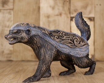 Honey Badger ,animal Totem ,badger Figurine Wooden Honey