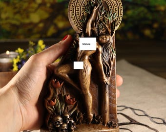 Houten Persephone-standbeeld: altaardecor Griekse godin