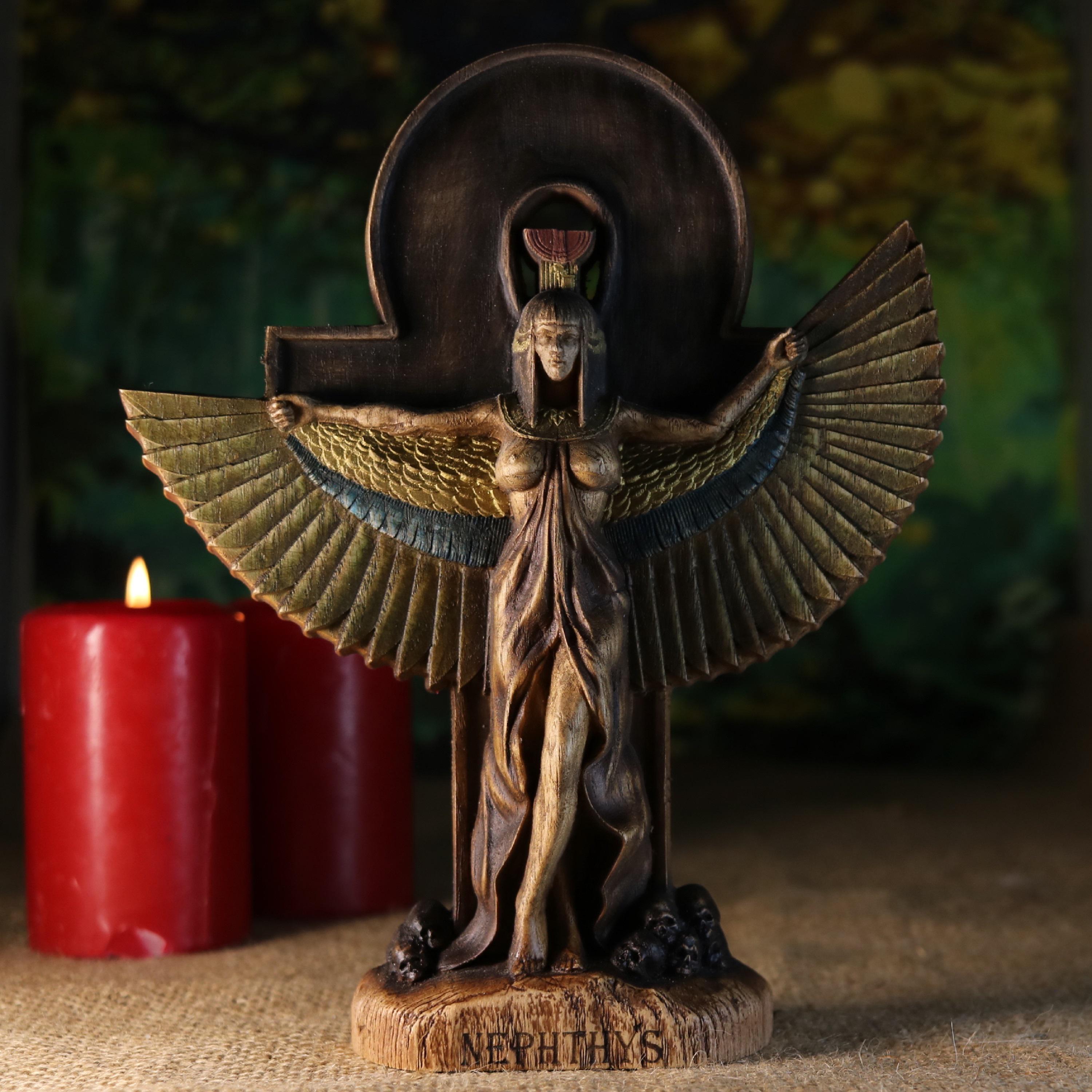 【希少】古代エジプト神々 大きめ 木製フレーム付き（送料込み） 木製のネフティス像：エジプトの出産の女神の芸術、古代の装飾 - Etsy 日本
