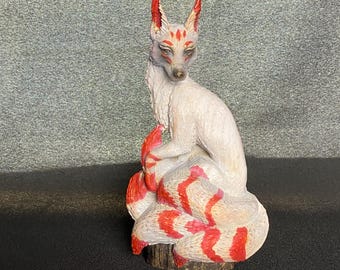 Kitsune Fox Statue: Japanese Mythology Figurine