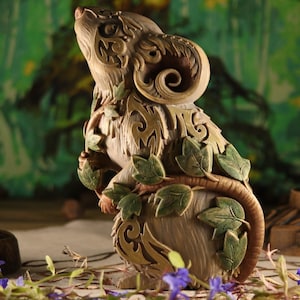 Mouse, Wood mouse Mouse figurine Mouse statue ,Animal carving Animal totem  Wooden garden decor Animal figurine, Art animal Animal decor