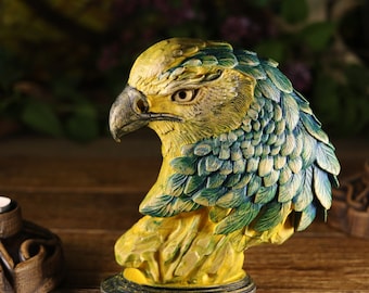 Wooden eagle  Eagle statue  Eagle head  Colored eagle  Wood carved eagle  North american birds Eagle figurine Bird figurine Eagle wood art