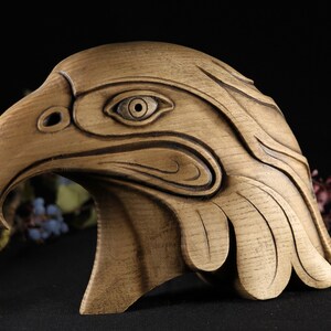 Maori Eagle Head Statue: Carved Ash Wood Figurine - Etsy