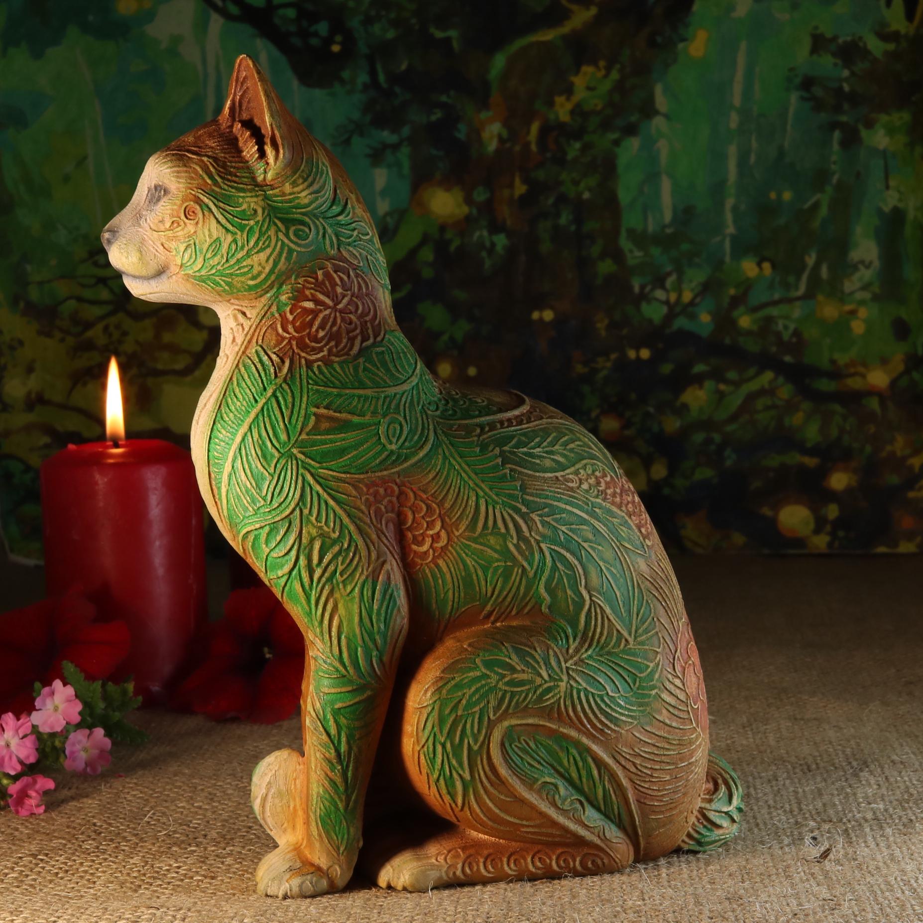 Chat en bois sculpté - Décoration