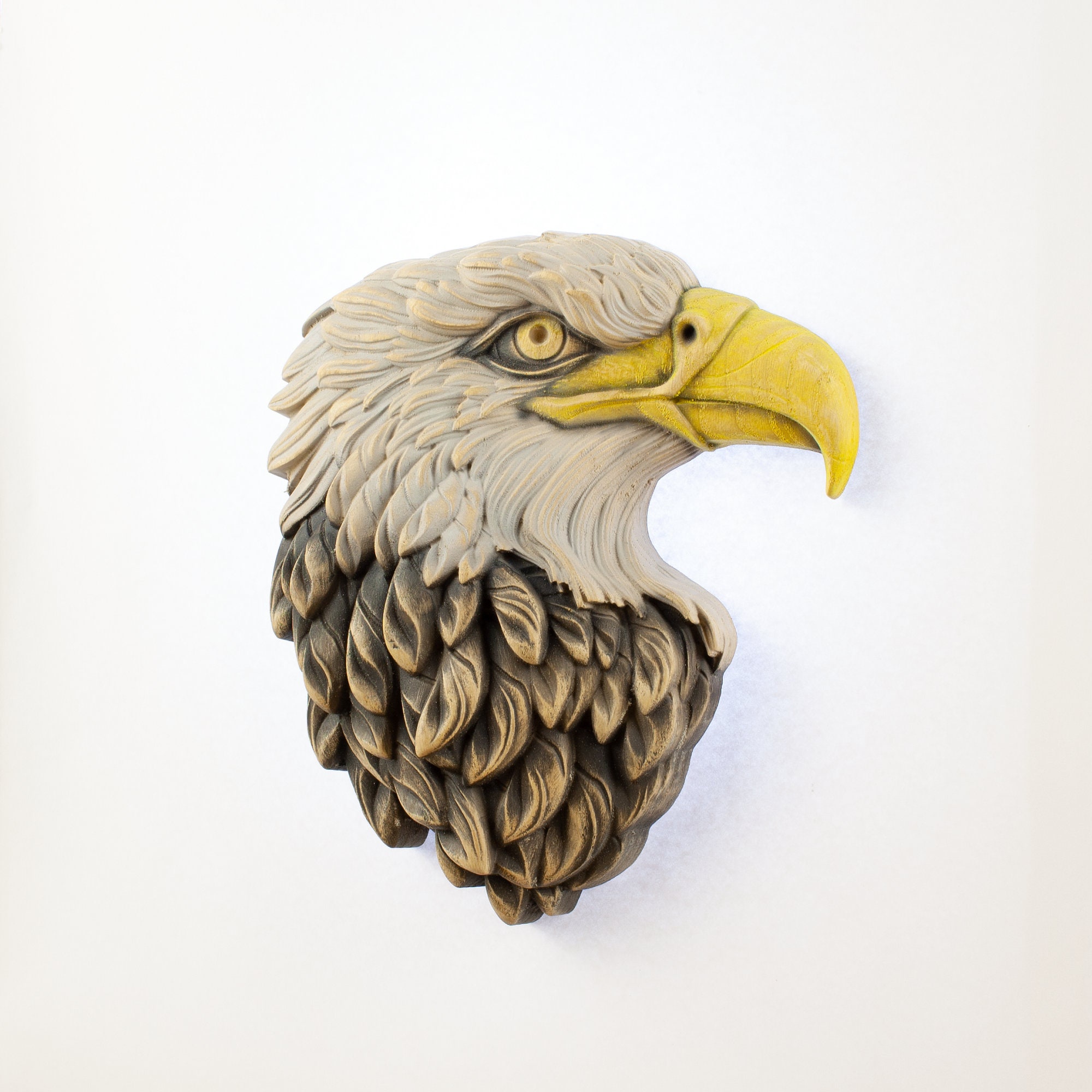 ハクトウワシの頭部：愛国的な壁掛けアート 木彫り - Etsy 日本