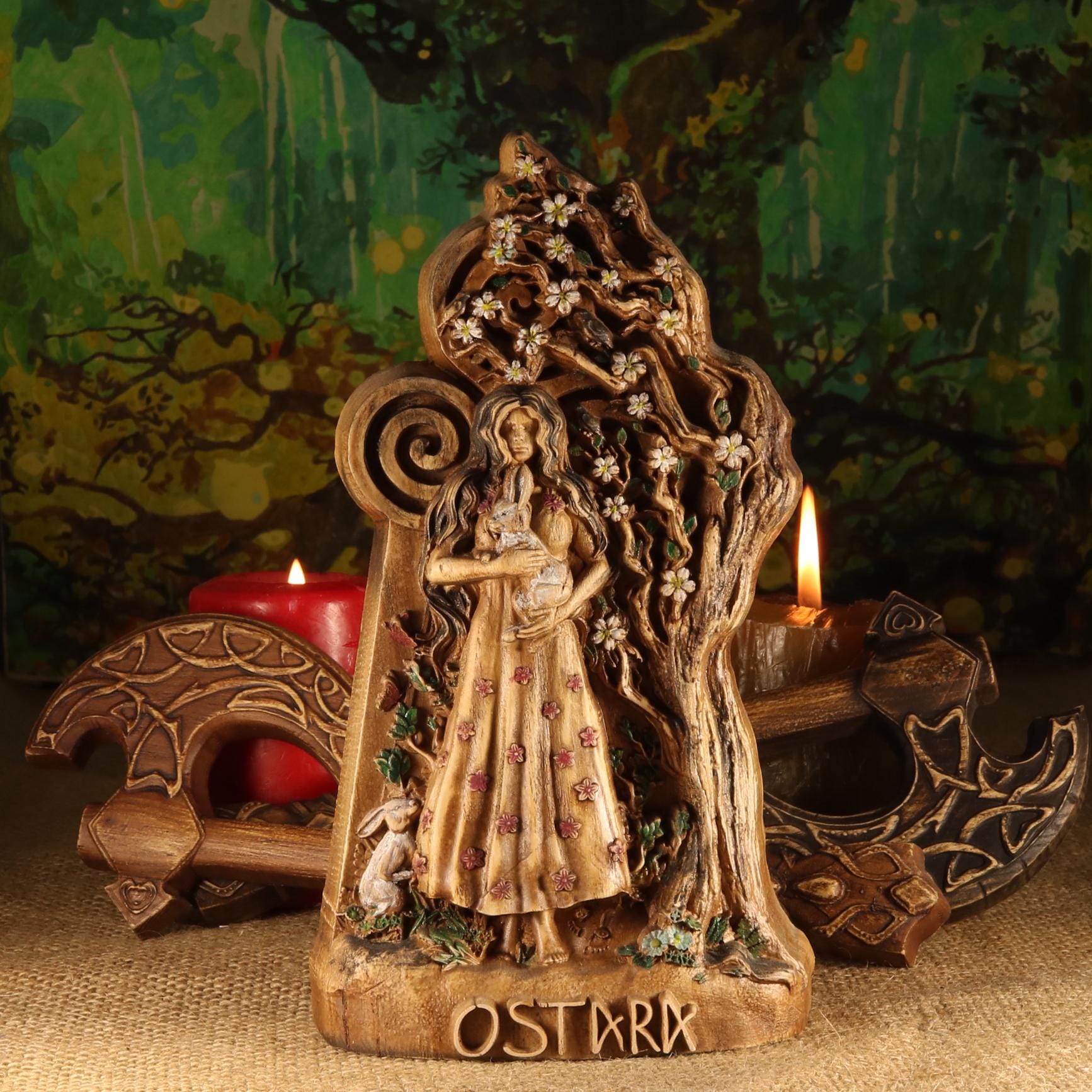 オスタラ女神像：木彫りの異教の春の祭壇儀式の異教の贈り物 - Etsy 日本