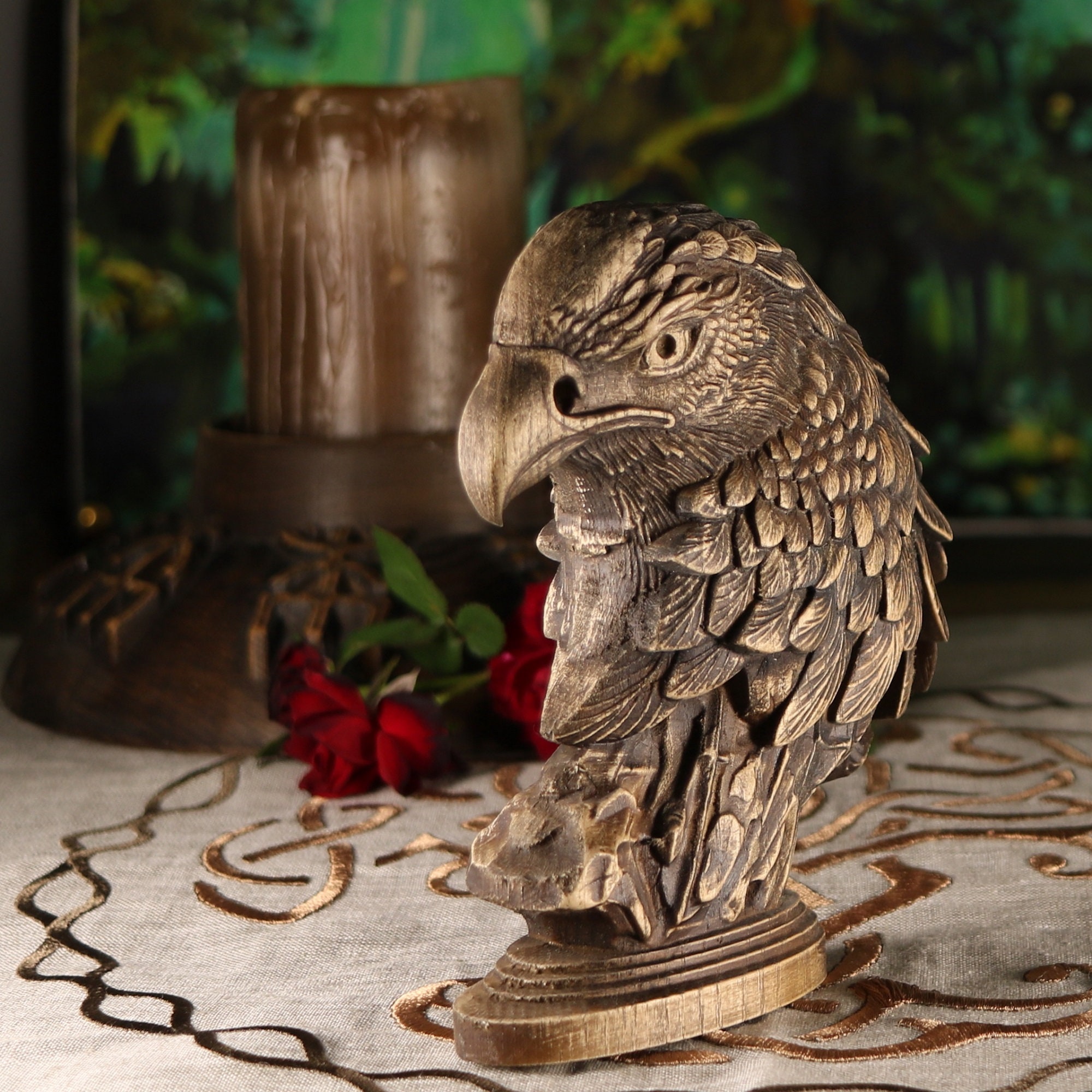 Maori Eagle Head Statue: Wooden Bald Eagle Sculpture - Etsy