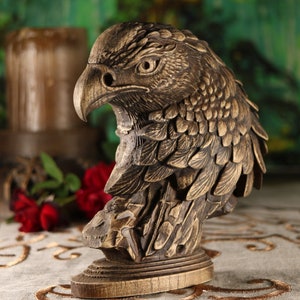 Maori, Eagle Figurine Wooden Eagle Head, Bald Eagle Statue Bird Statue ...