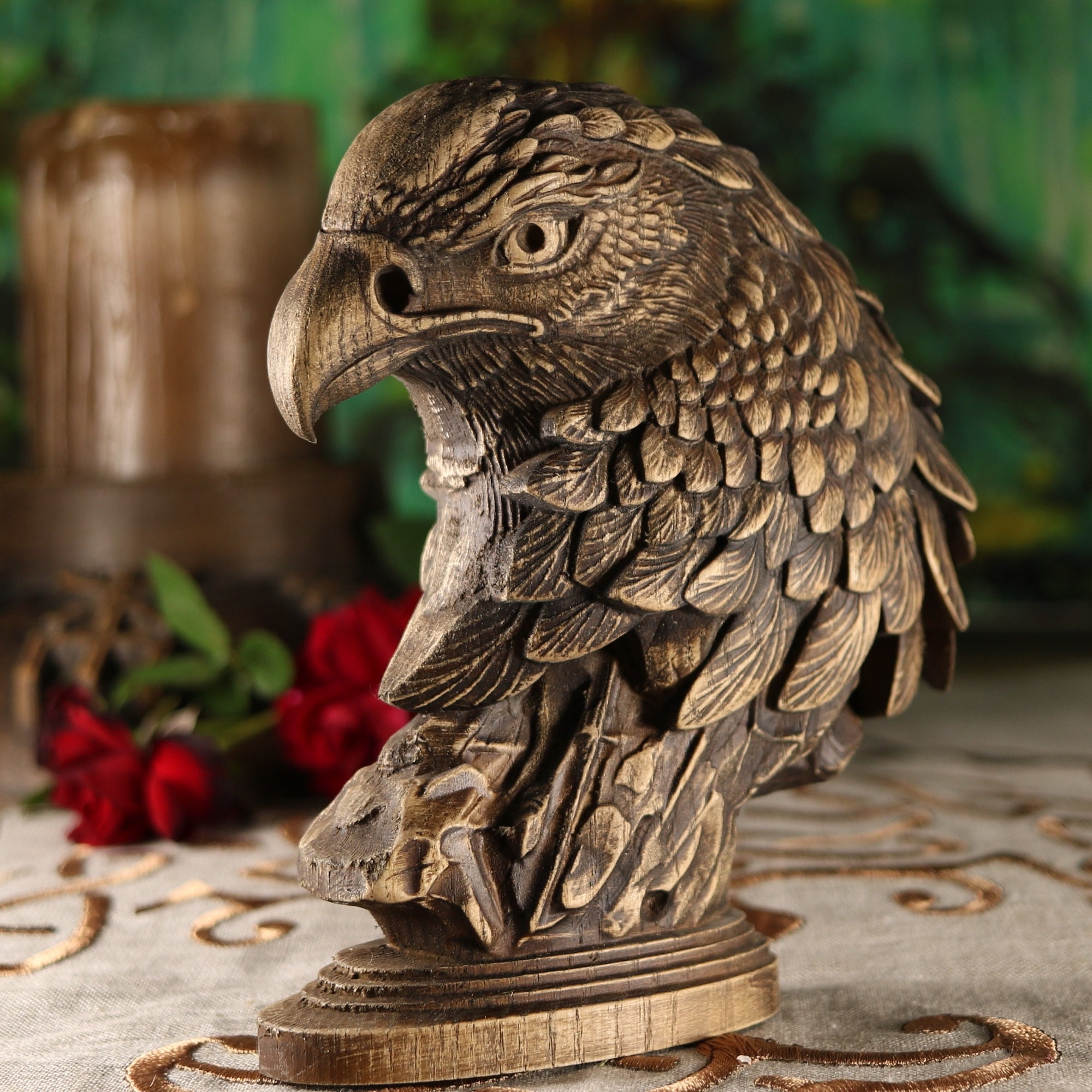 Maori Eagle Head Statue: Wooden Bald Eagle Sculpture - Etsy