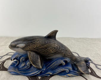 Wooden Orca Whale Figurine — Scandinavian Decor Ocean-Inspired Decor