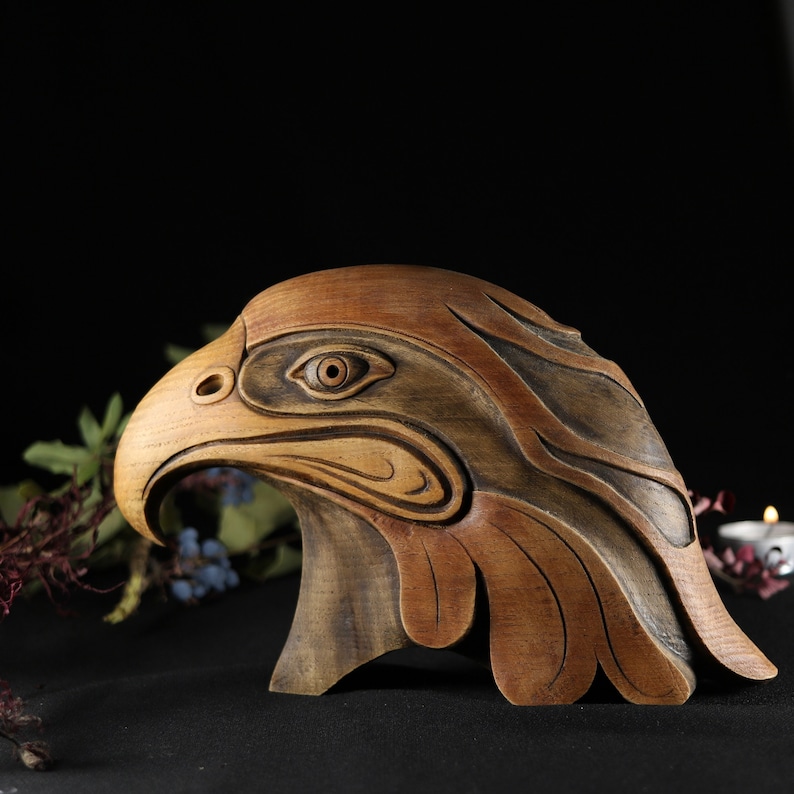 Maori Eagle Figurine Wooden Eagle Head Bald Eagle Statue Etsy