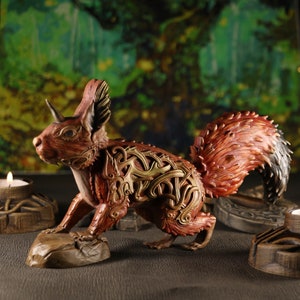 Ratatoskr Red squirrel Wood squirrel Squirrel sculpture Norse mythology Wooden Norse gods Norse altar Norse pagan Viking wood carving