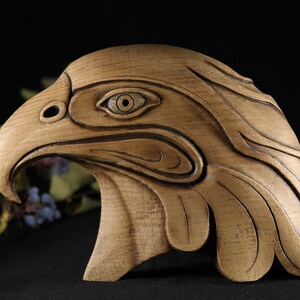 Maori Eagle Head Statue: Carved Ash Wood Figurine - Etsy