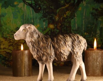 木製の羊の置物：素朴な農家の木彫りの動物装飾 - Etsy 日本