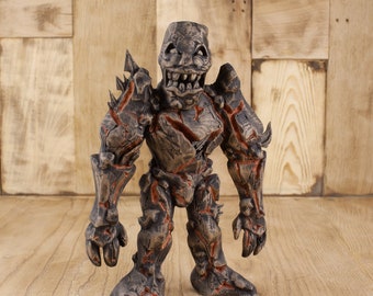Wooden Prague Golem Statue: Double-Sided Jewish Mythology Wood Carving, Fathers Day Gift
