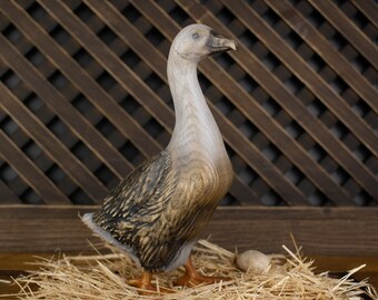 Goose statue  Wooden goose  Goose figurine Bird statue  Wooden garden decor  Canada goose  Country goose Wood carving animal Animal figurine