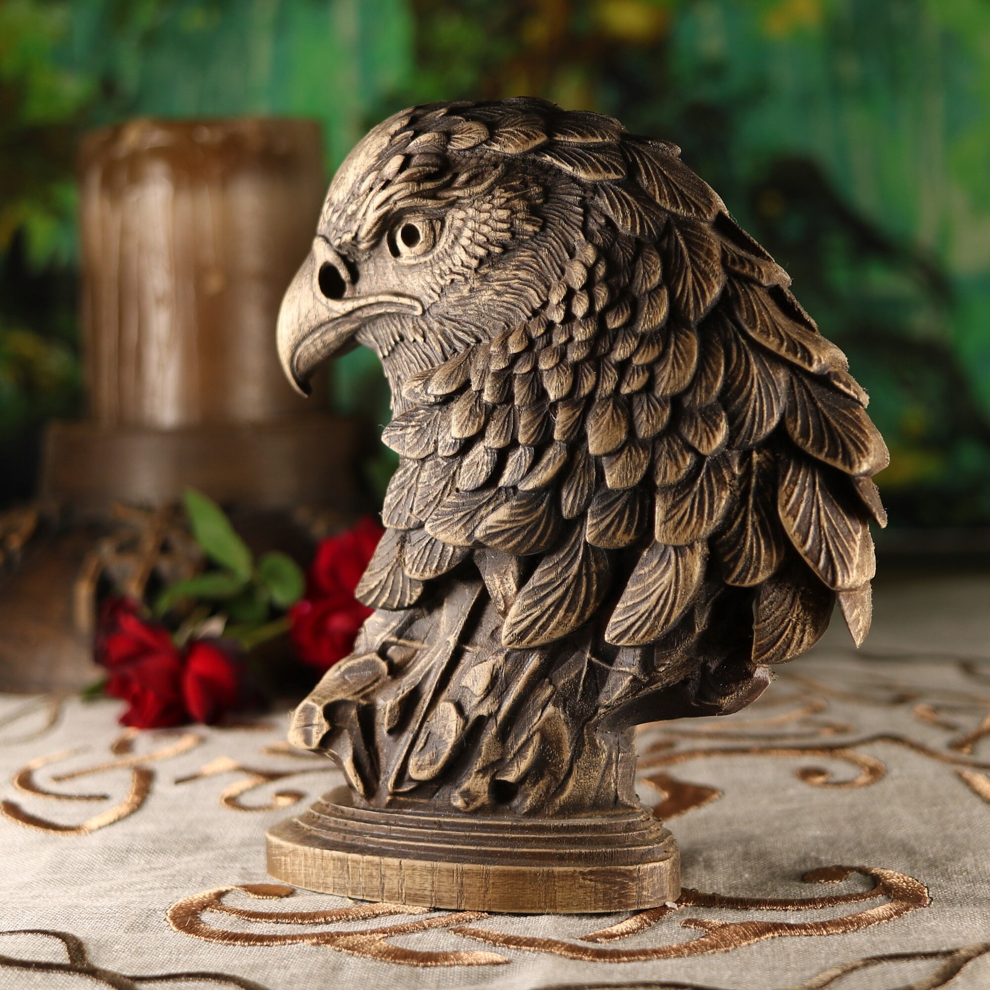 Maori Eagle Head Statue: Wooden Bald Eagle Sculpture - Etsy