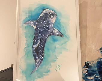 Whale Painting, Watercolor Painting, Whale painting, Whale Art, Whale Nursery, Humpback Whale, Wall art design interior, Sea style