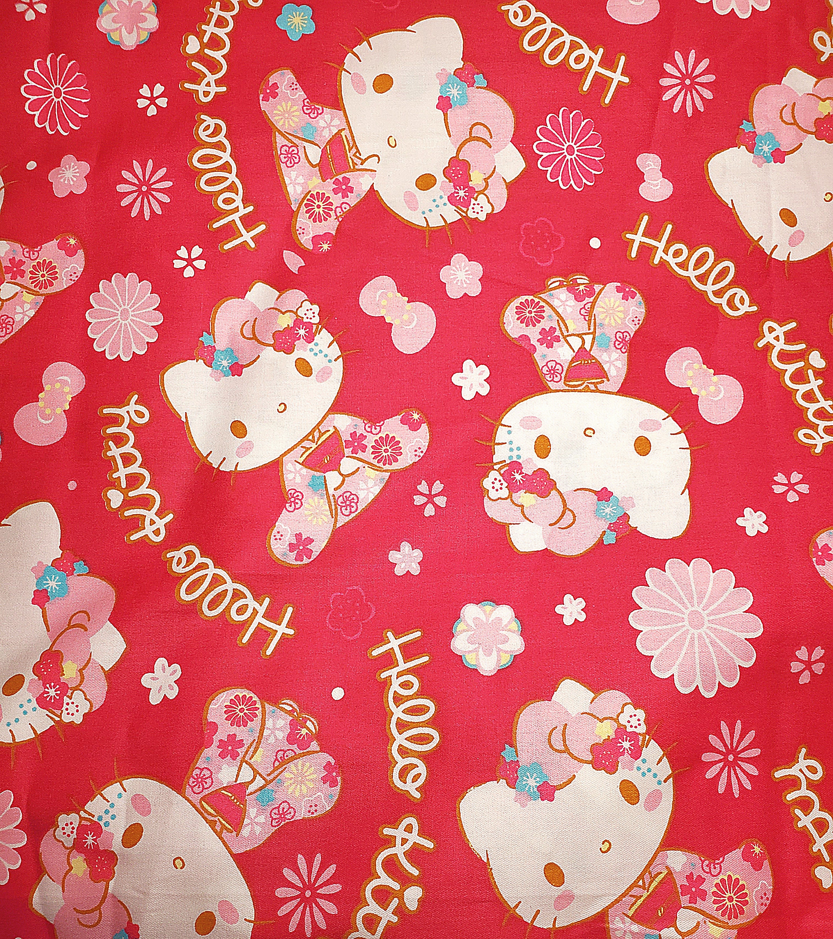 32"L x 45"W Sanrio Hello Kitty Sweet Hot Pink Cotton Fabric 77628