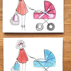 Einzigartige Grußkarte mit Umschlag | Puppinella Geburt |Mädchen | Junge | handgemalt | persönliches Geschenk | Glückwunschkarte | Taufe