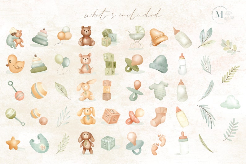 Nursery Watercolor Clipart Baby Babies Children Digital Download - Etsy