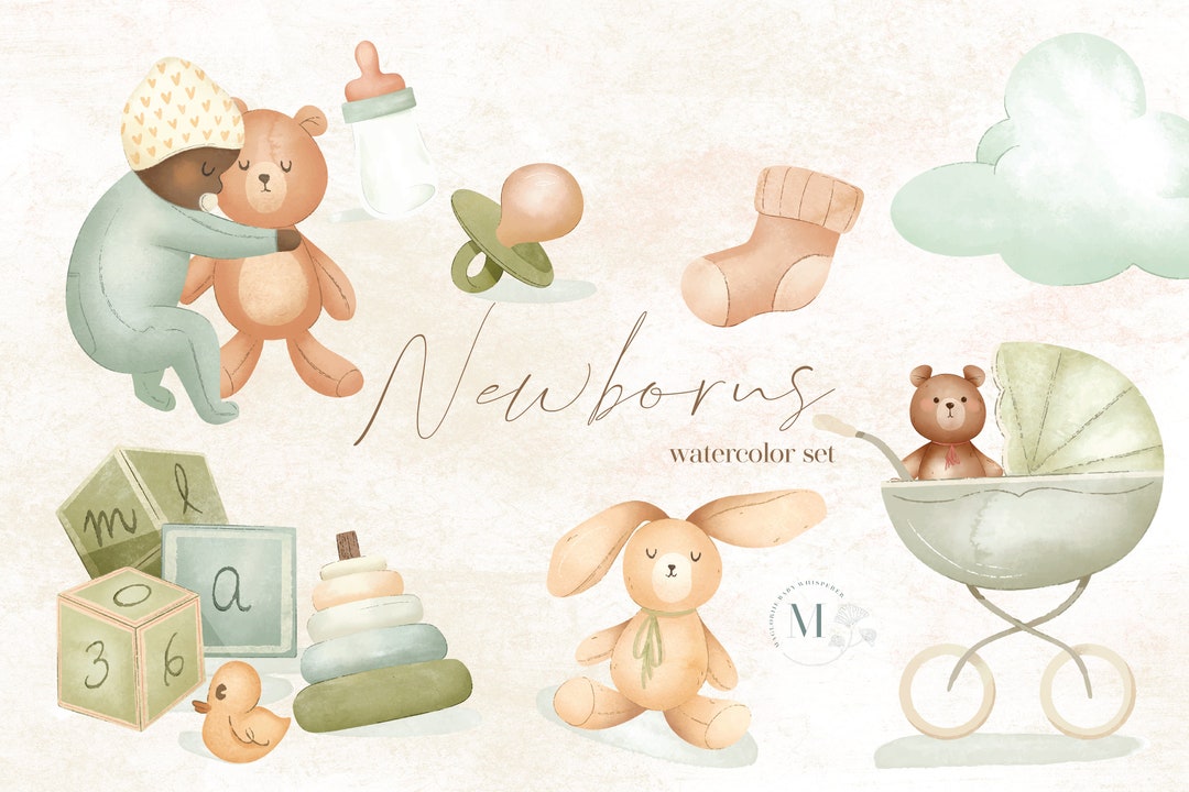 Nursery Watercolor Clipart Baby Babies Children Digital Download - Etsy