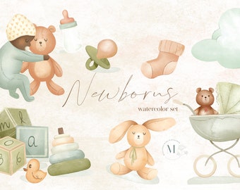 Nursery Watercolor Clipart Baby Babies Children Digital Download