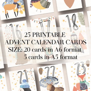 25 Printable Advent Cards for Kids, Christmas Advent Calendar Printable, Instant Download, DIY Kids Christmas Advent Calendar zdjęcie 2