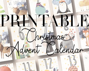 25 Printable Advent Cards for Kids, Christmas Advent Calendar Printable, Instant Download, DIY Kids Christmas Advent Calendar