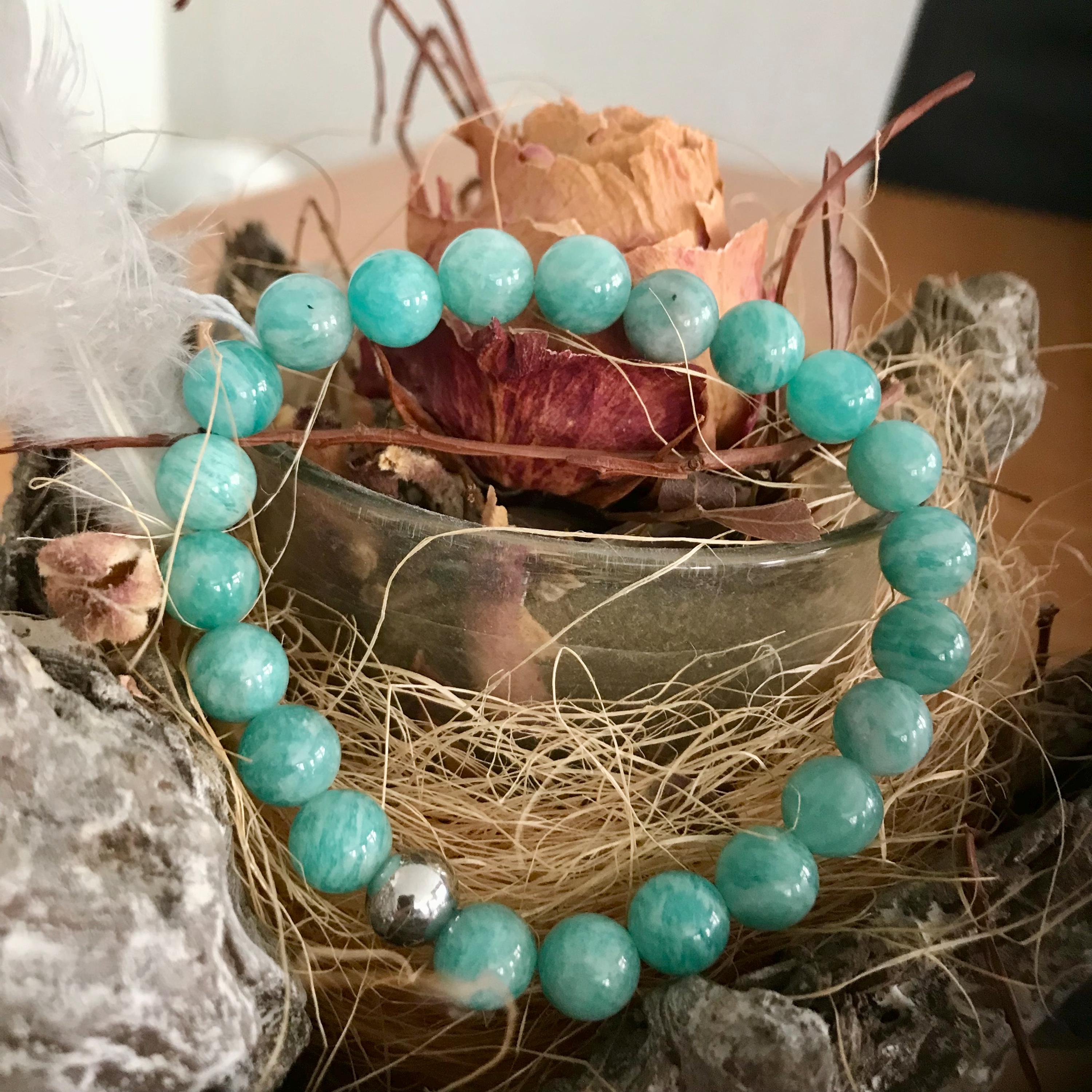 ハンドメイドの伸縮性のあるアマゾナイトブレスレット、8mm、女性と