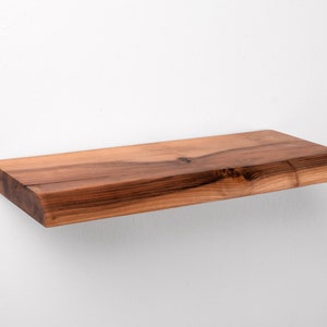 Natural Walnut Shelves , Rustic Floating Shelves , Bathroom Wall Shelves with Bracket , Long Book Shelves , Walnut Shelves , Homeowner Gift