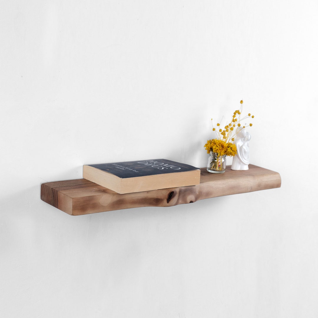 Unique Walnut Wood Shelf , Walnut Floating Shelves , Rustic Wood