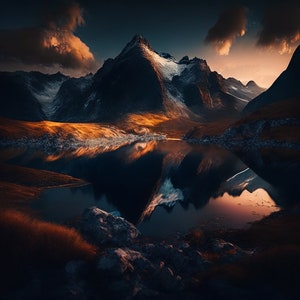 Magical Mountain Art - fantasy Printable Digital Wall Art, Home & Office Decor