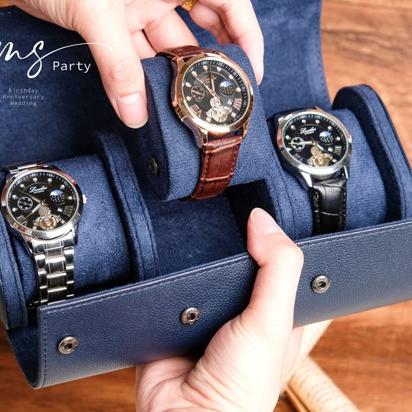 Custom Vintage leather Watch Box, Personalized Watch Case, Groomsman Gift, Travel Watch Organizer Gift For Him, for Daddy