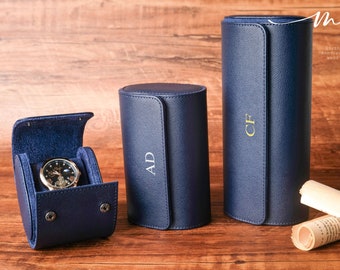 Benutzerdefinierte Leder Uhrenbox, personalisierte Leder Uhrenbox, Groomsman Uhrenetui Geschenk, Reiseuhr Organizer Geschenk für ihn, Bräutigam Geschenk