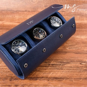 Custom Leather Watch Box,Personalized Leather Watch Box,Engraved Groomsman Watch Case Gift,Travel Watch Organizer Gift For Him,Groom Gift image 8