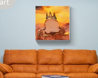 FROG PRINCE on adventurous Journey, Fairy Tale Art Canvas Print, Quest for Princess, True LOVE Canvas Art, Fairy Tale Wall Decor, Romantic