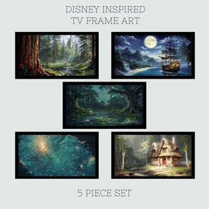 TV Frame Art, Disney Inspired, Volume 2 ,Landscape Art Bundle, TV Art Decor, 5 Piece Art Set, Home Wall Decor